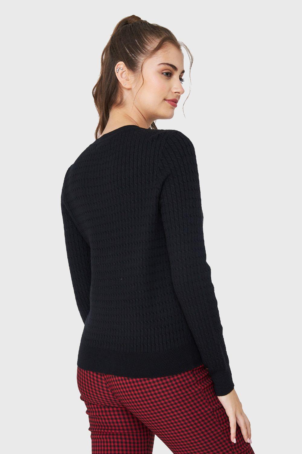 Sweater Punto Fino Cadenetas Negro Nicopoly-3