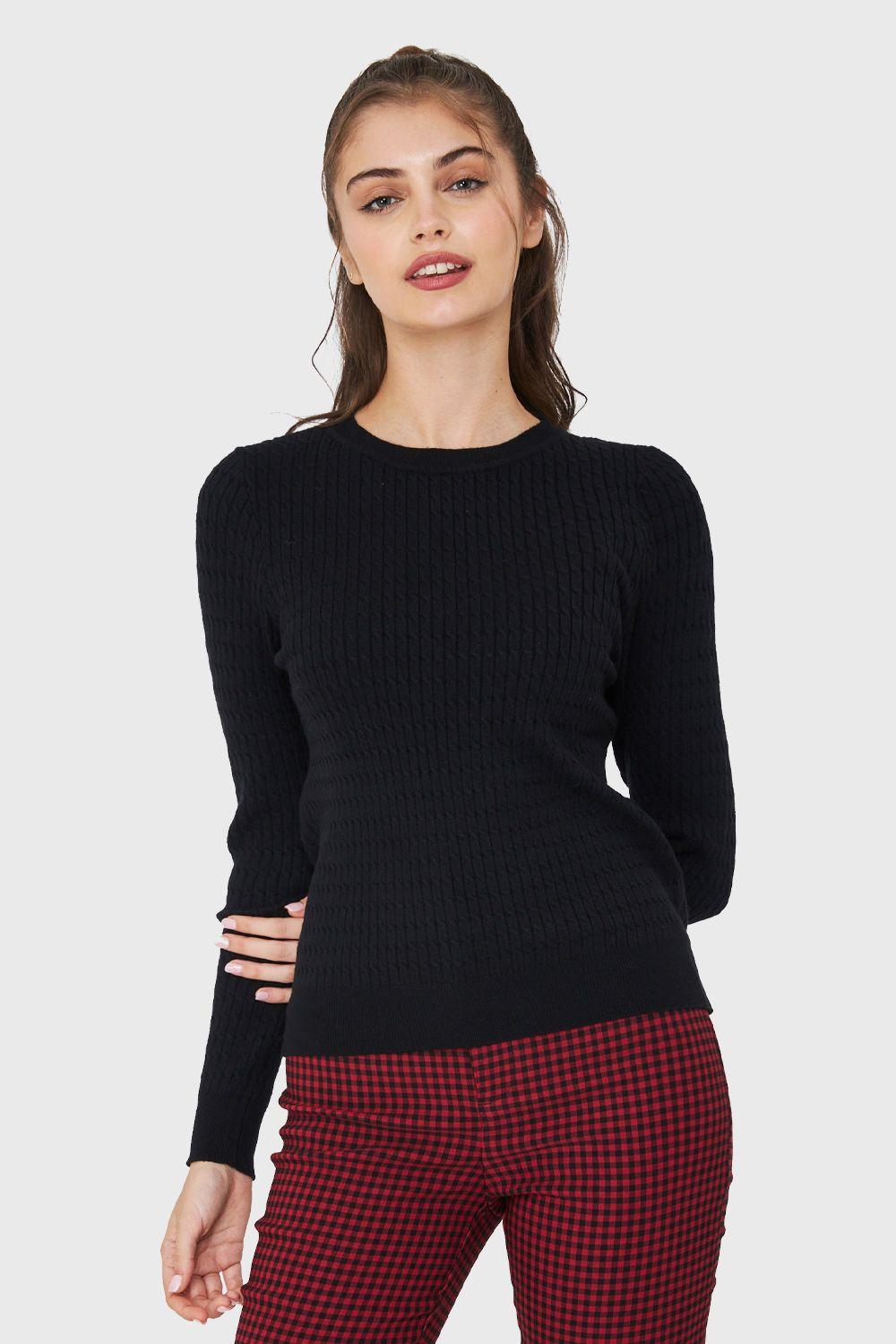 Sweater Punto Fino Cadenetas Negro Nicopoly-4