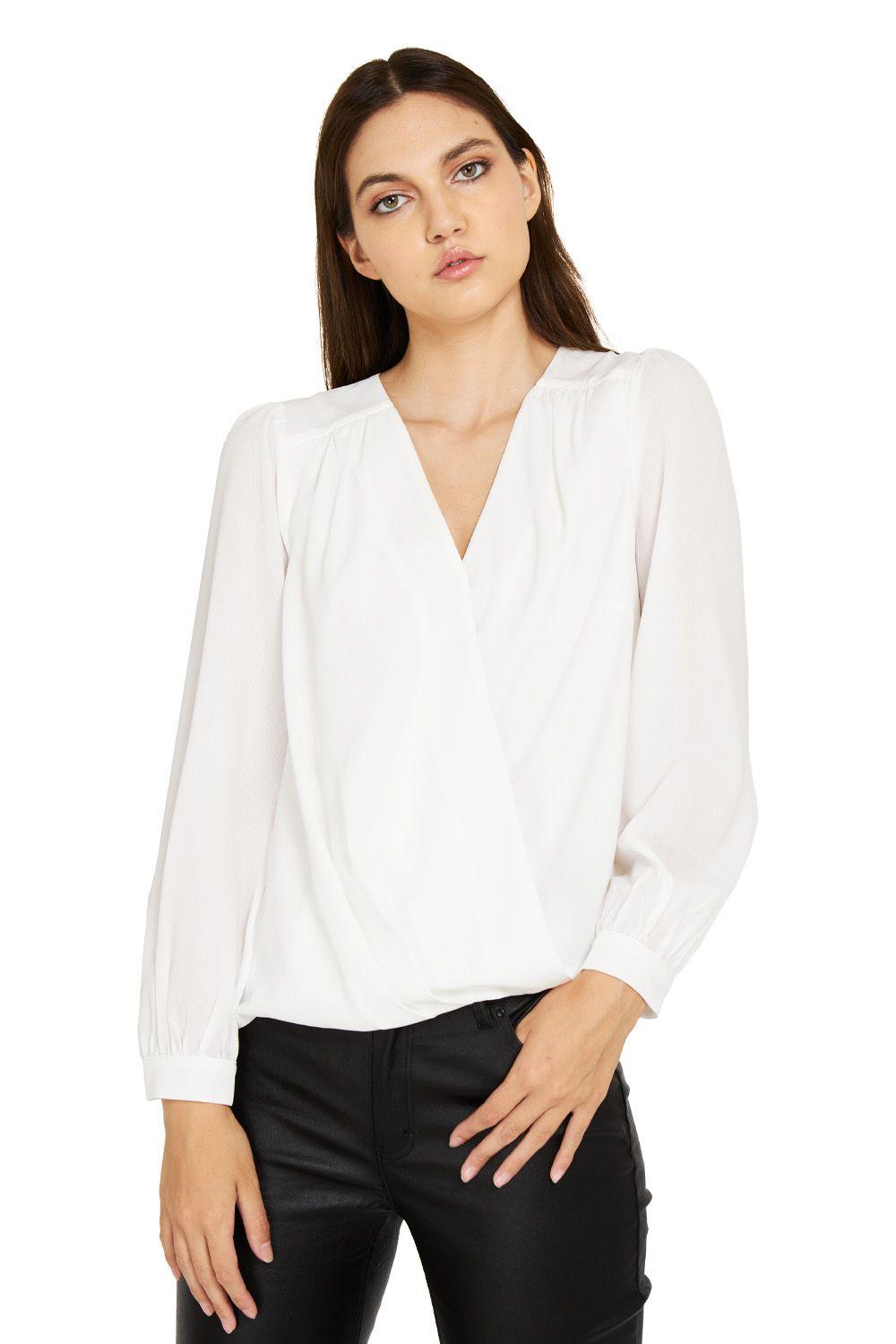 Blusa Básica Pliegues Blanco Nicopoly-0