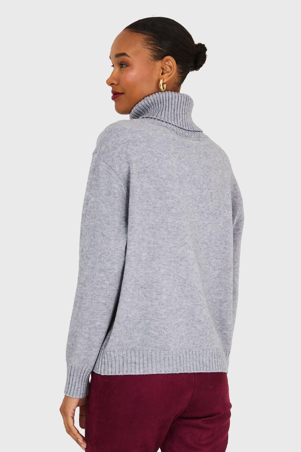 Sweater Cuello Beatle Strass Gris Nicopoly-3