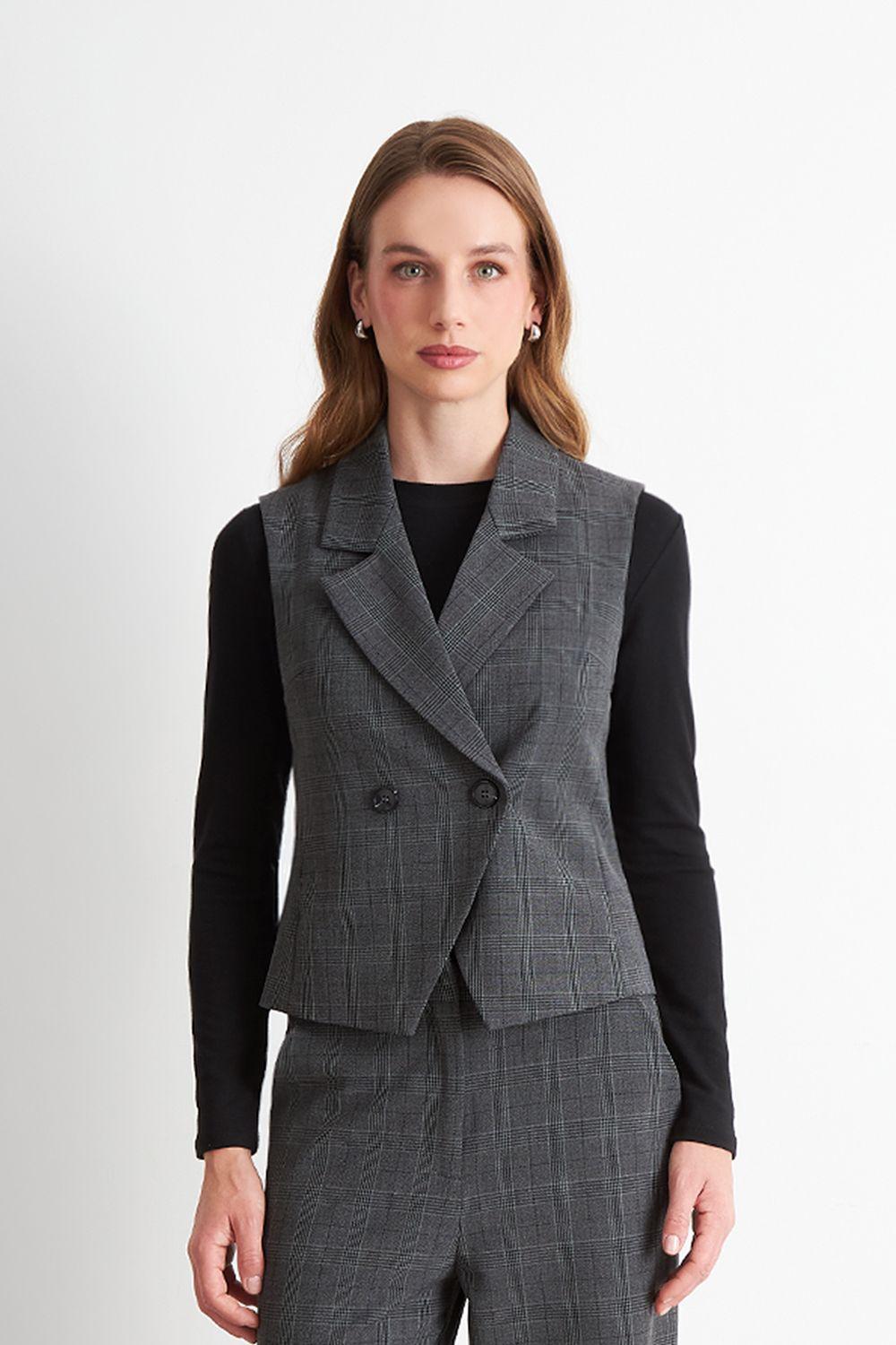 Blazer Cruzado sin Mangas Gris Nicopoly-0