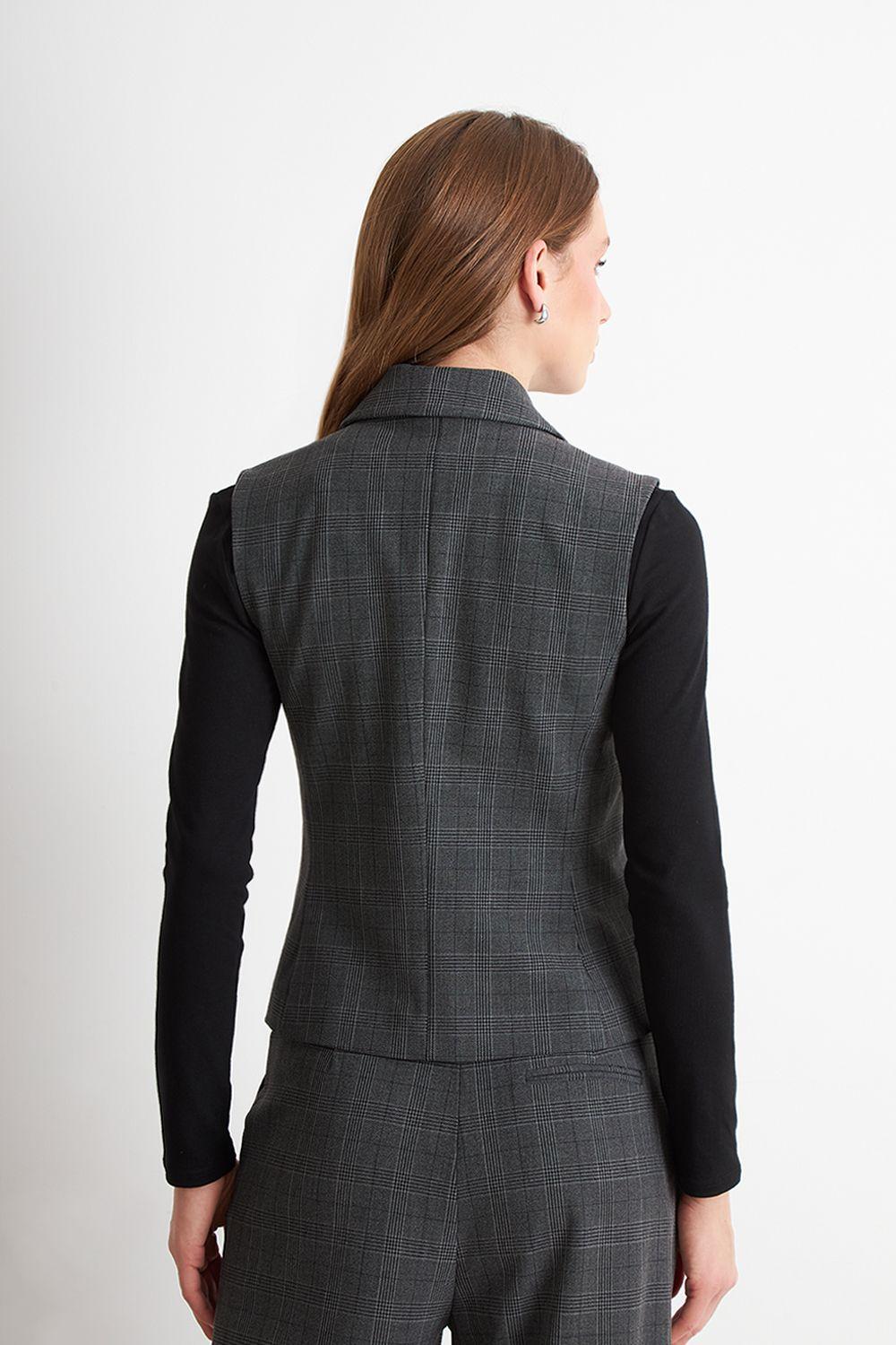 Blazer Cruzado sin Mangas Gris Nicopoly-3