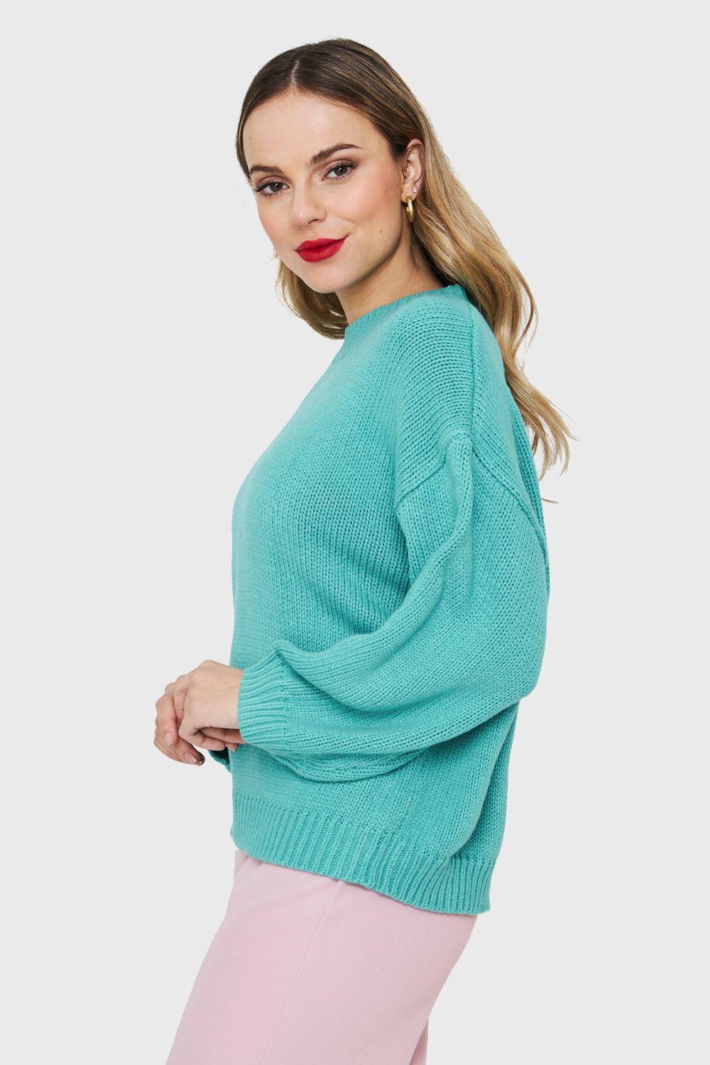 Sweater Básico Holgado Turquesa Nicopoly-2