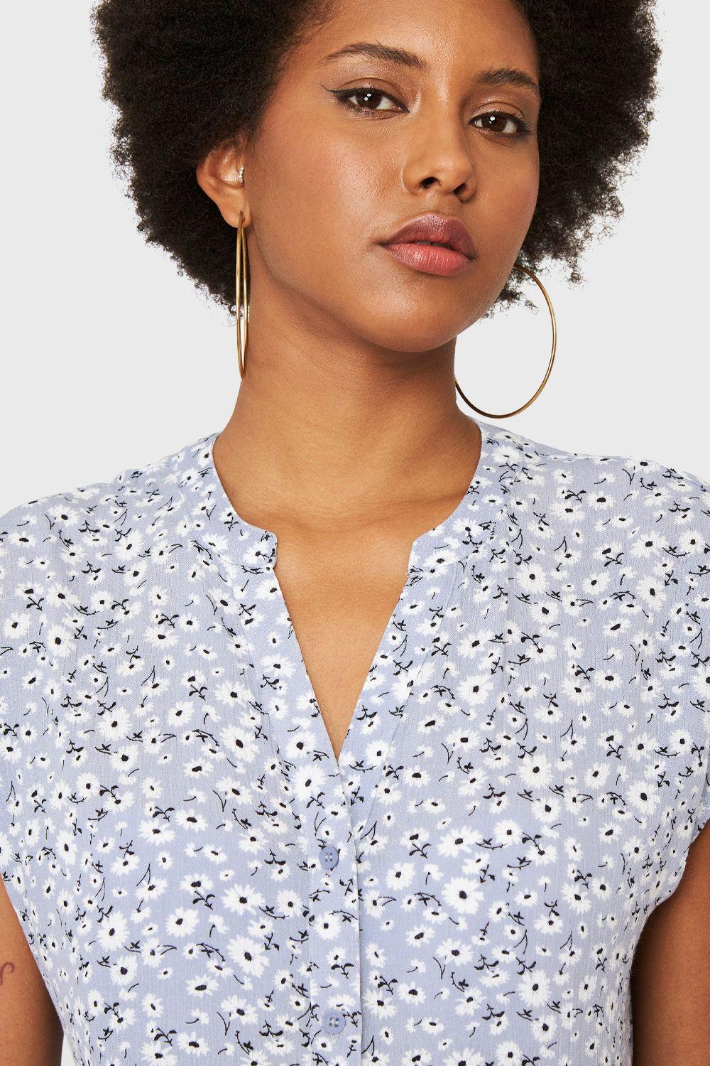 Blusa Floral Botones Lila Nicopoly-5