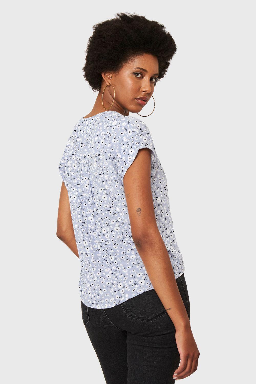 Blusa Floral Botones Lila Nicopoly-3