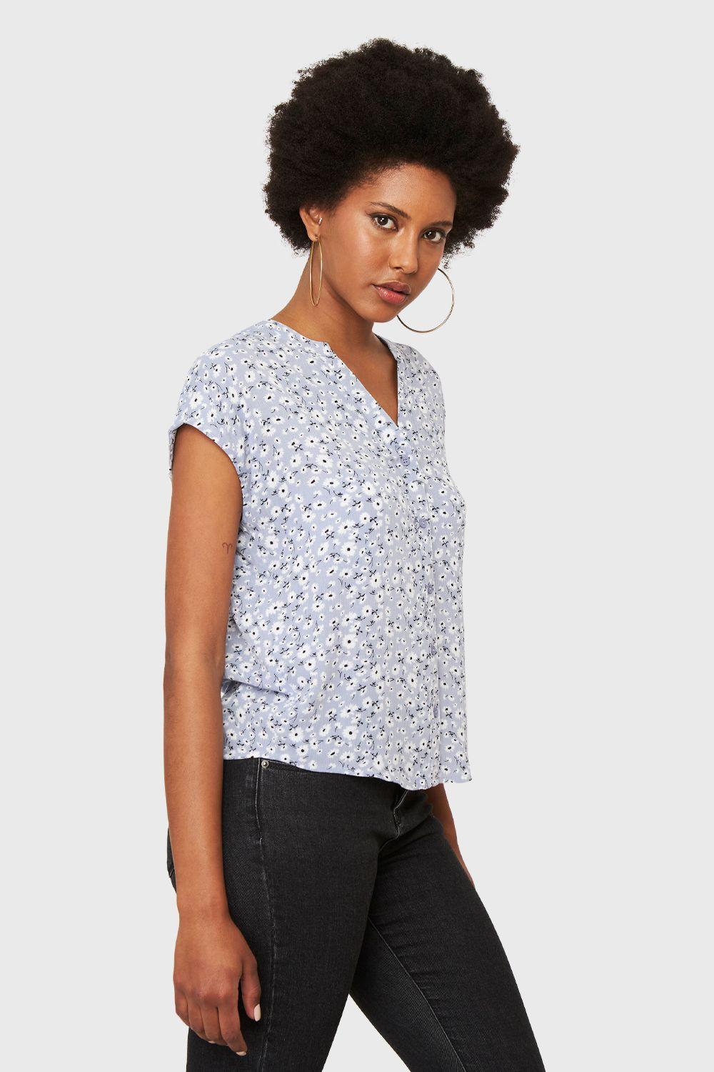 Blusa Floral Botones Lila Nicopoly-2