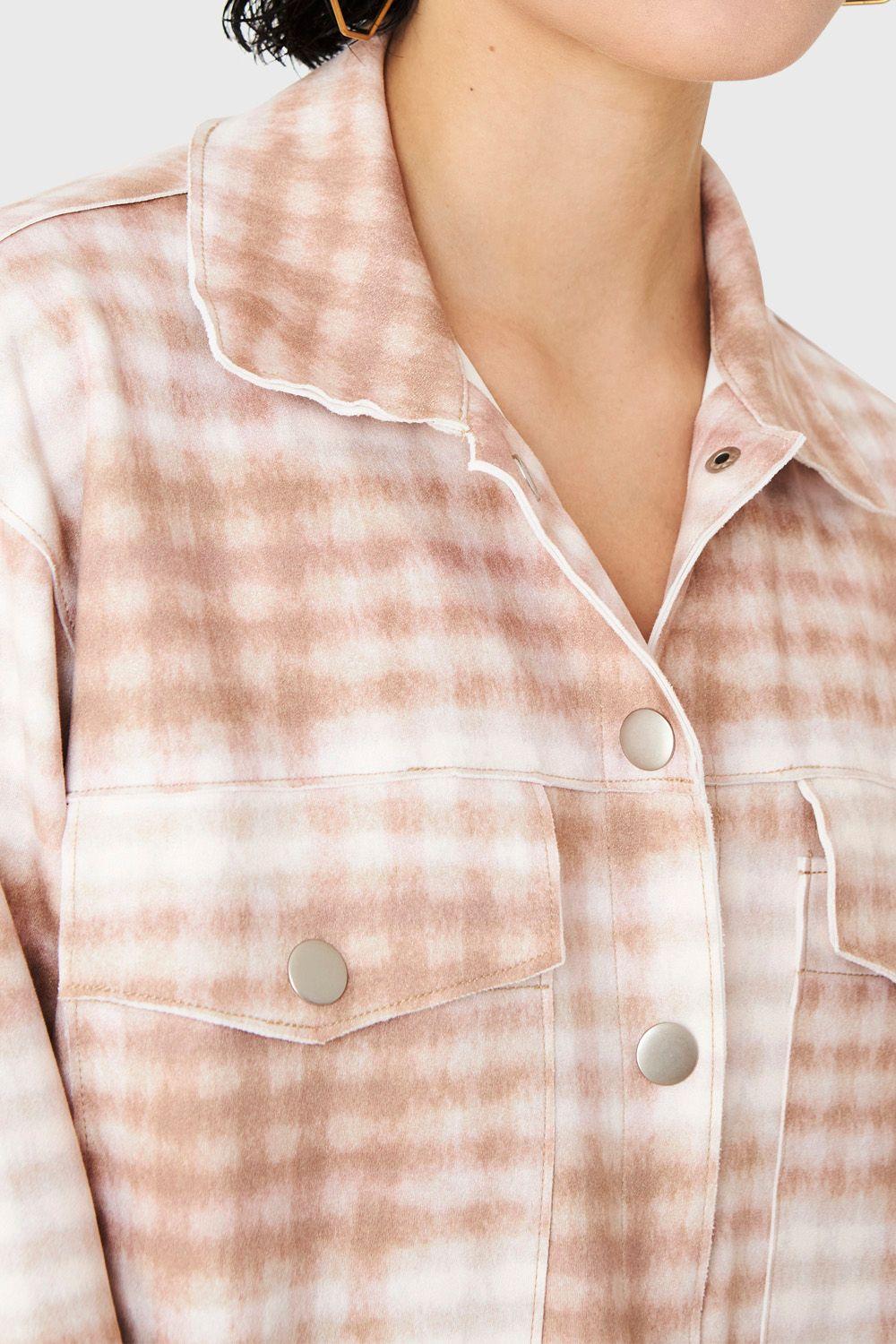 Sobrecamisa Tipo Gamuza Cuadrillé Café Nicopoly-5