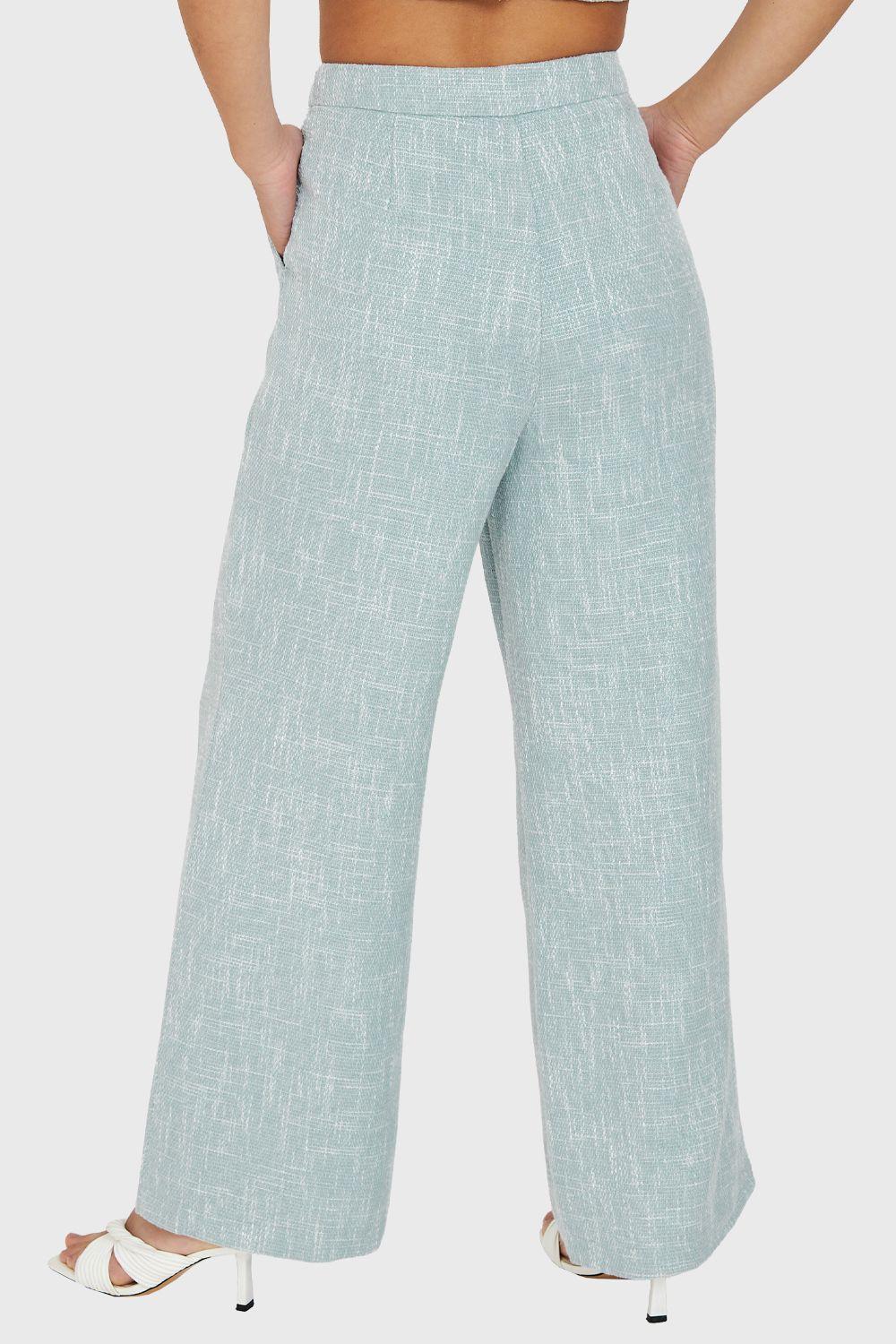 Pantalón Tiro Alto Jaspeado Celeste Nicopoly-3