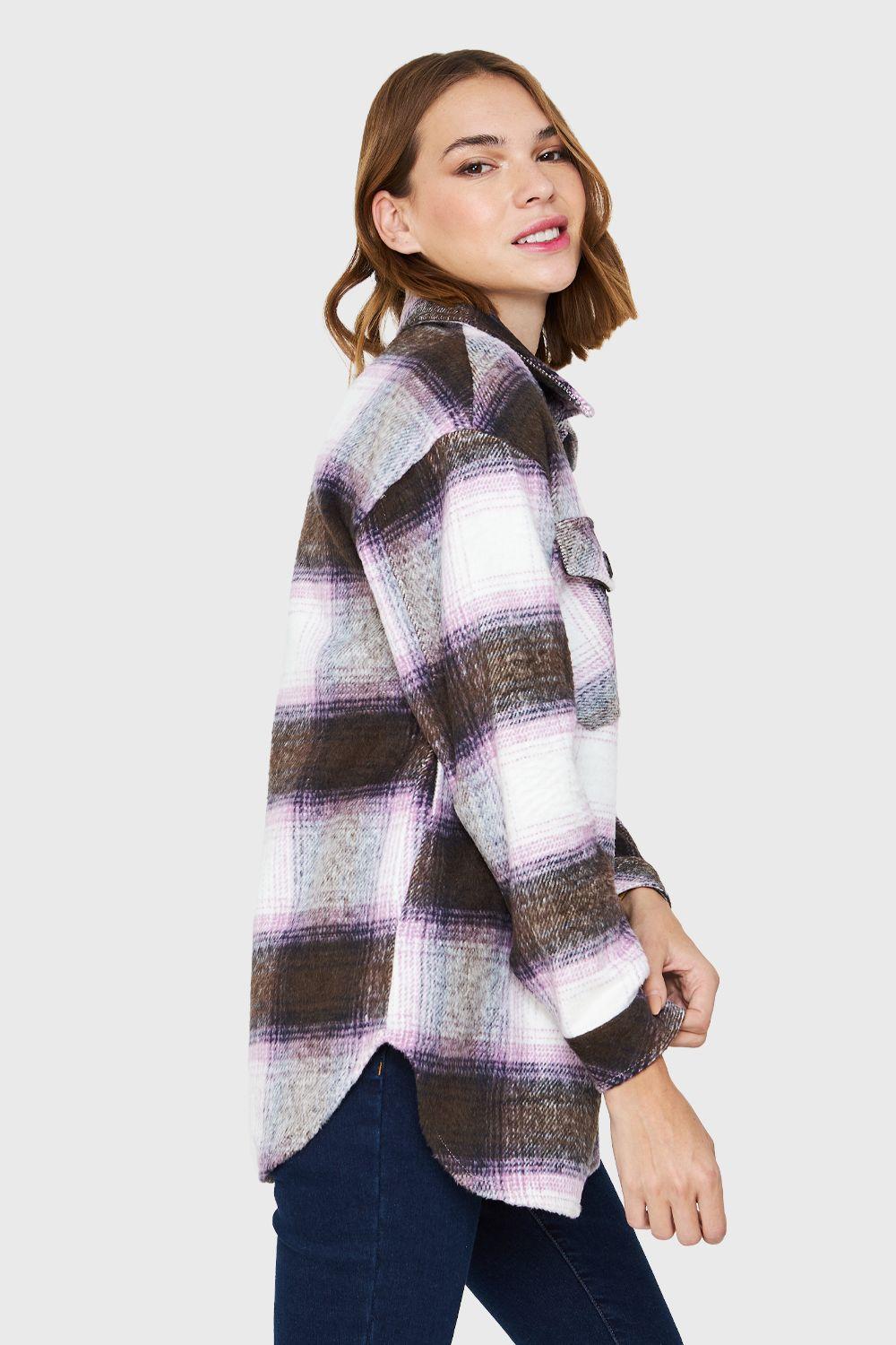 Sobrecamisa Cuadrillé Bolsillos Morado Nicopoly-2