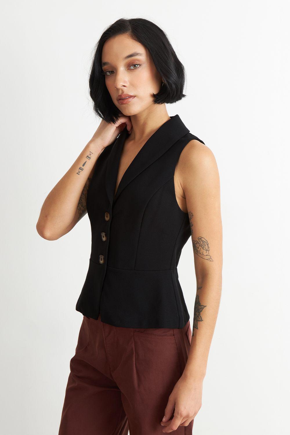 Gilet Sastre Entallado Negro Nicopoly-2