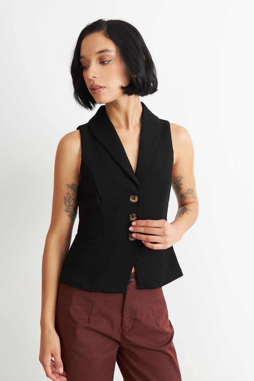 Gilet Sastre Entallado Negro Nicopoly-4