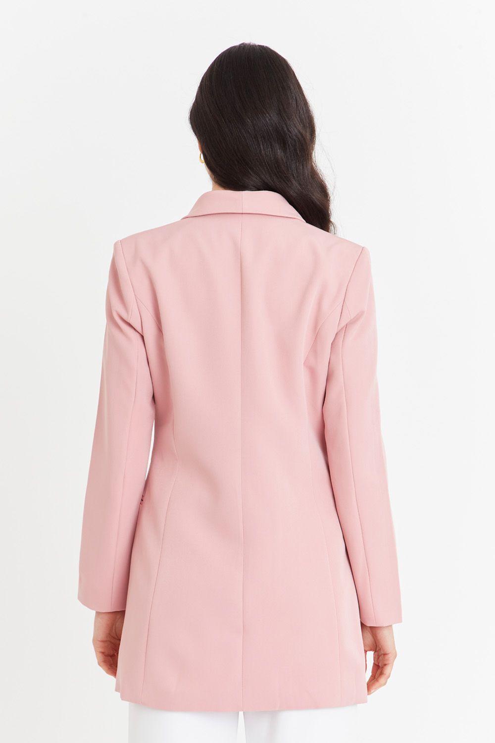 Blazer Largo 4 Botones Rosado Nicopoly-3