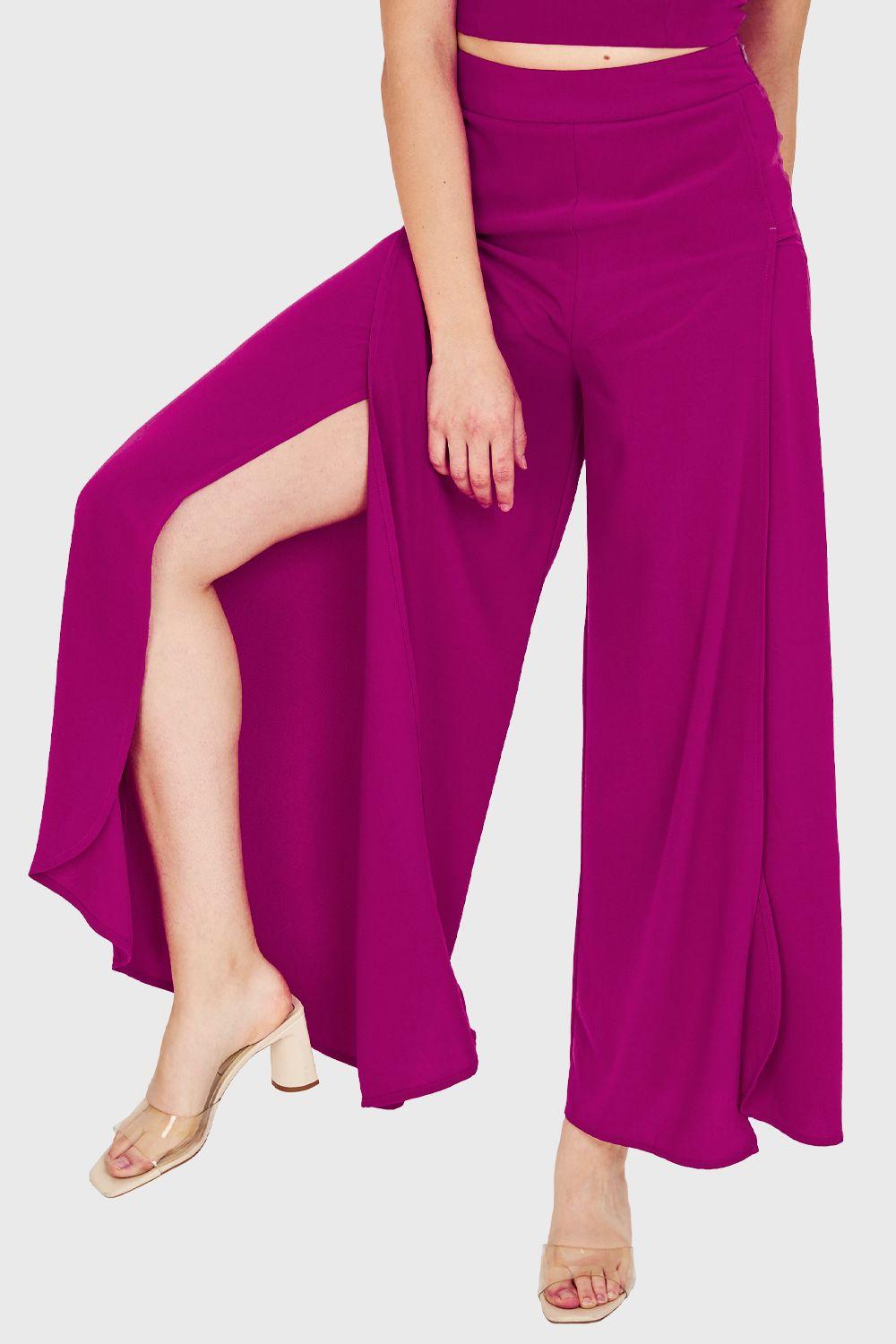 Pantalón Palazzo Aberturas Magenta Nicopoly-0