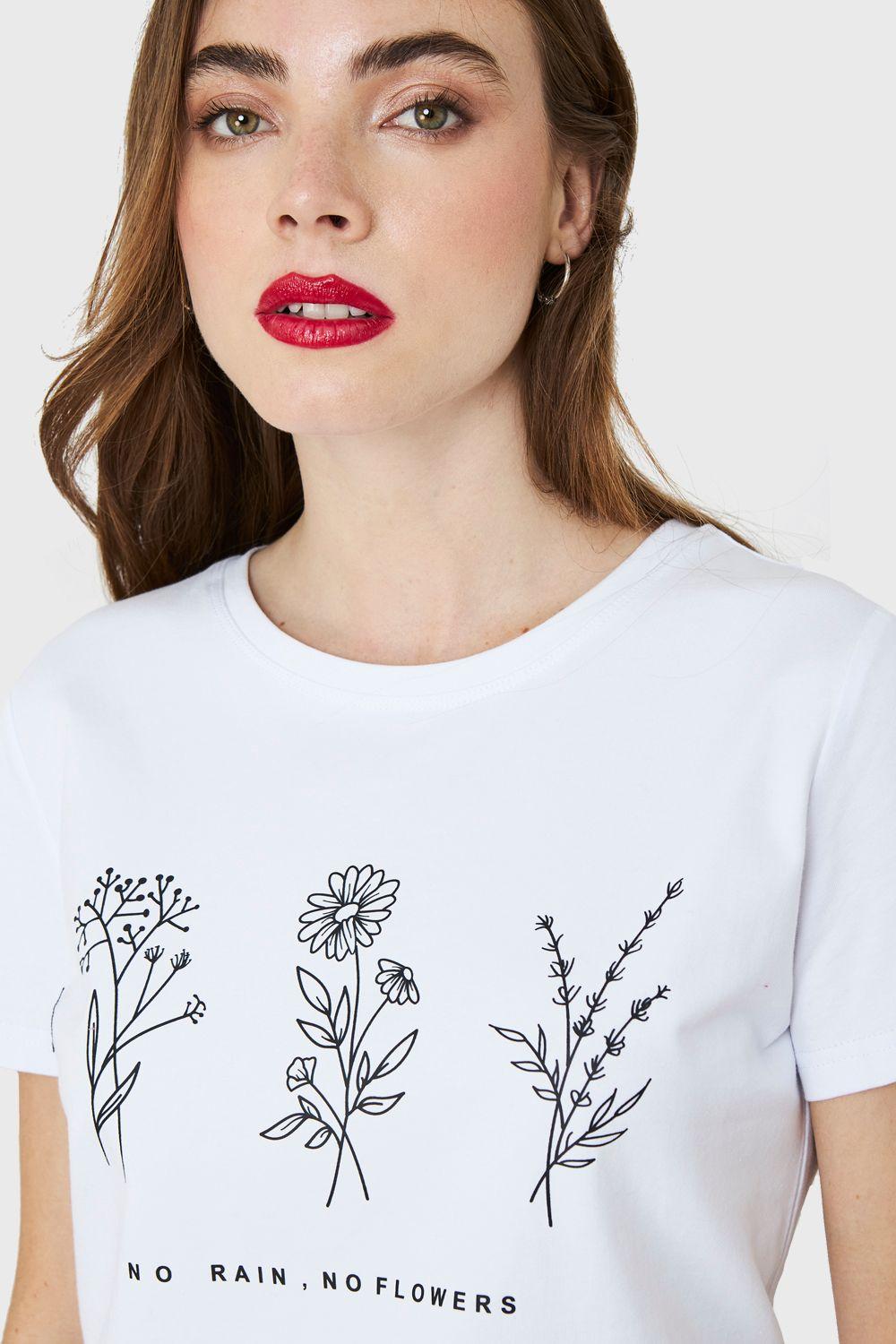Polera Estampado Flores Campo Blanco Nicopoly-5