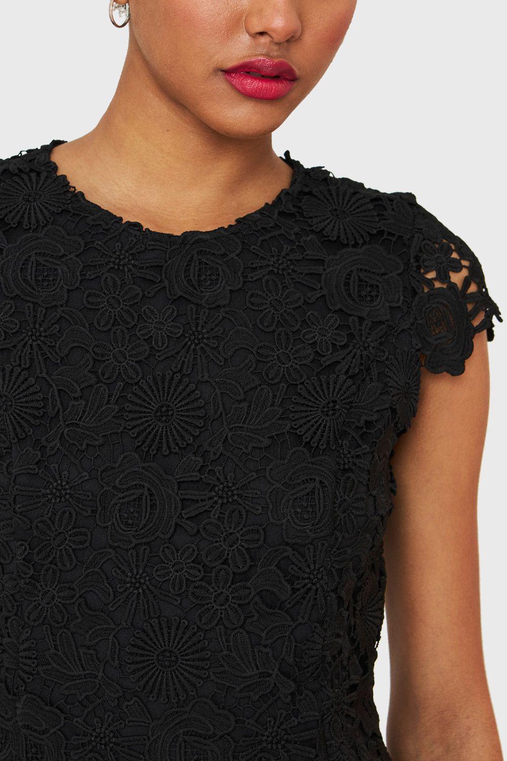 Vestido Calado Floral Negro Nicopoly-5