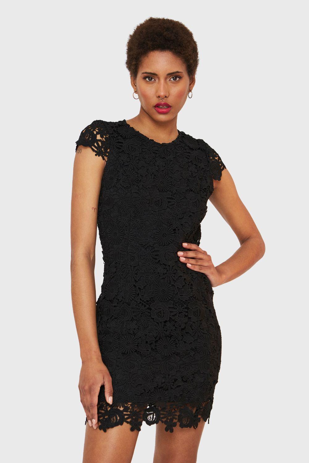 Vestido Calado Floral Negro Nicopoly-4
