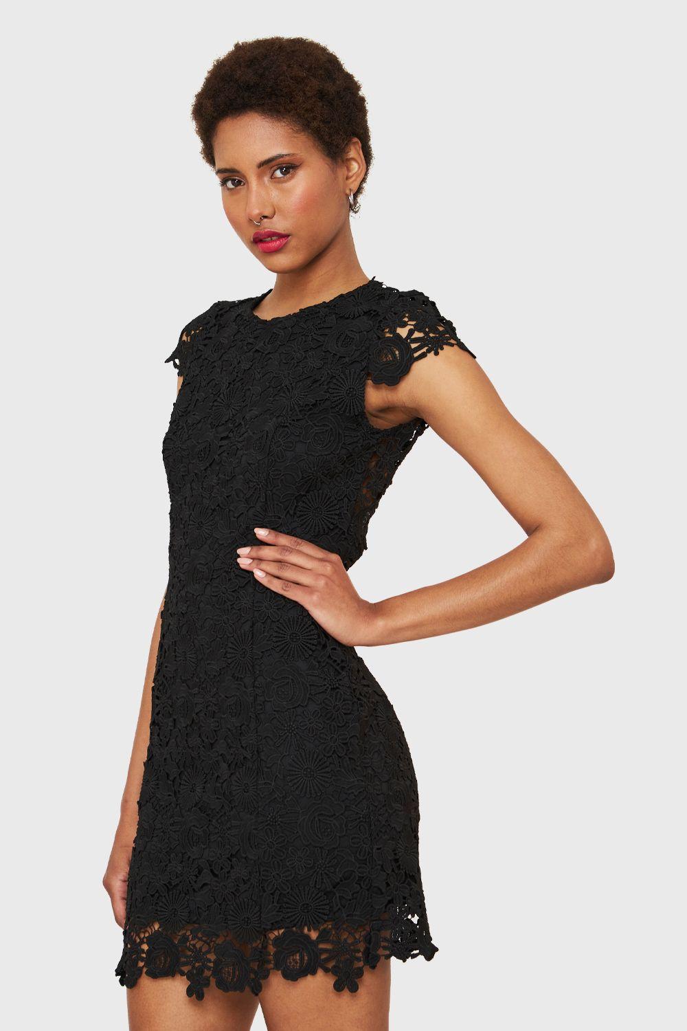 Vestido Calado Floral Negro Nicopoly-2