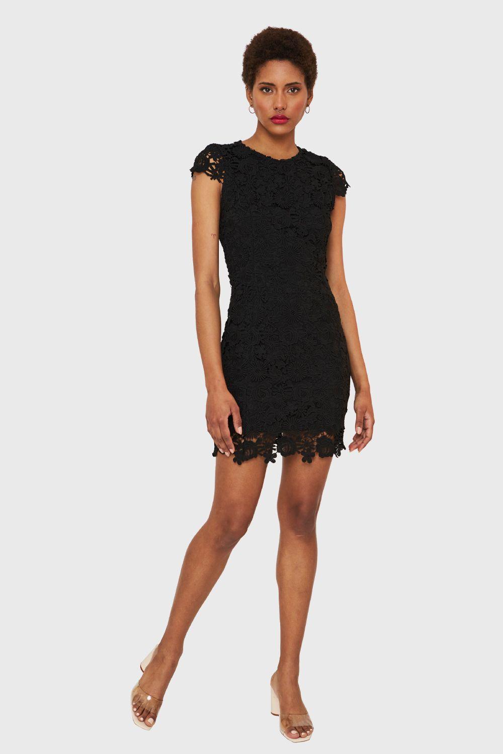 Vestido Calado Floral Negro Nicopoly-1