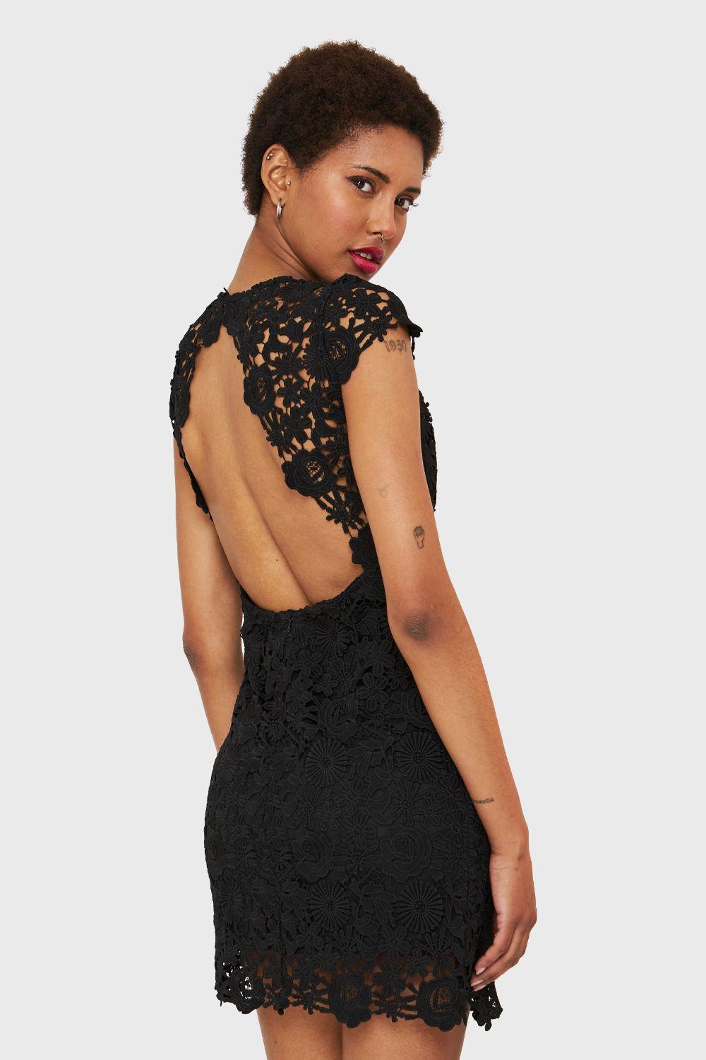 Vestido Calado Floral Negro Nicopoly-3