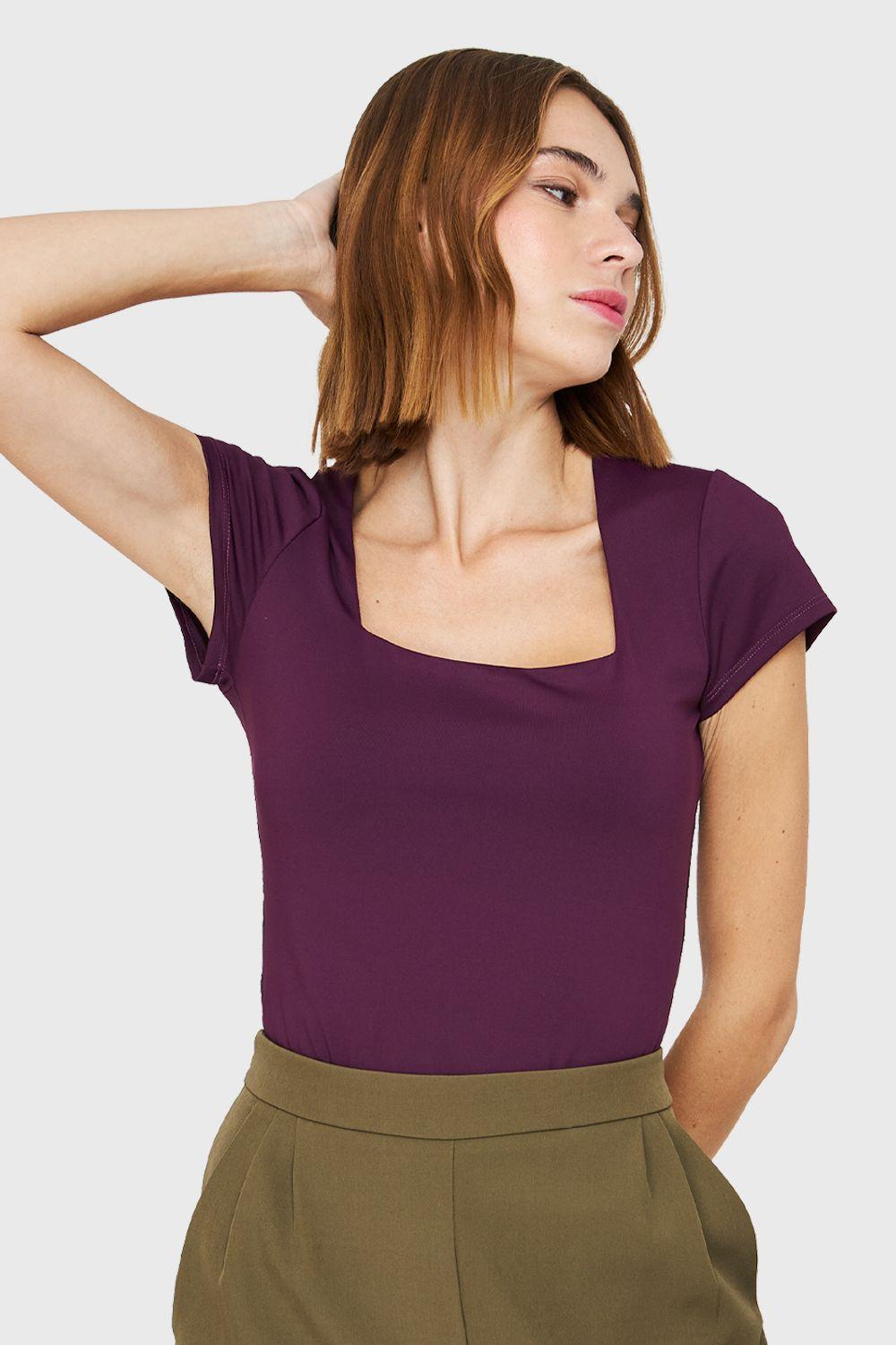 Body Manga Corta Escote Cuadrado Uva Nicopoly-4