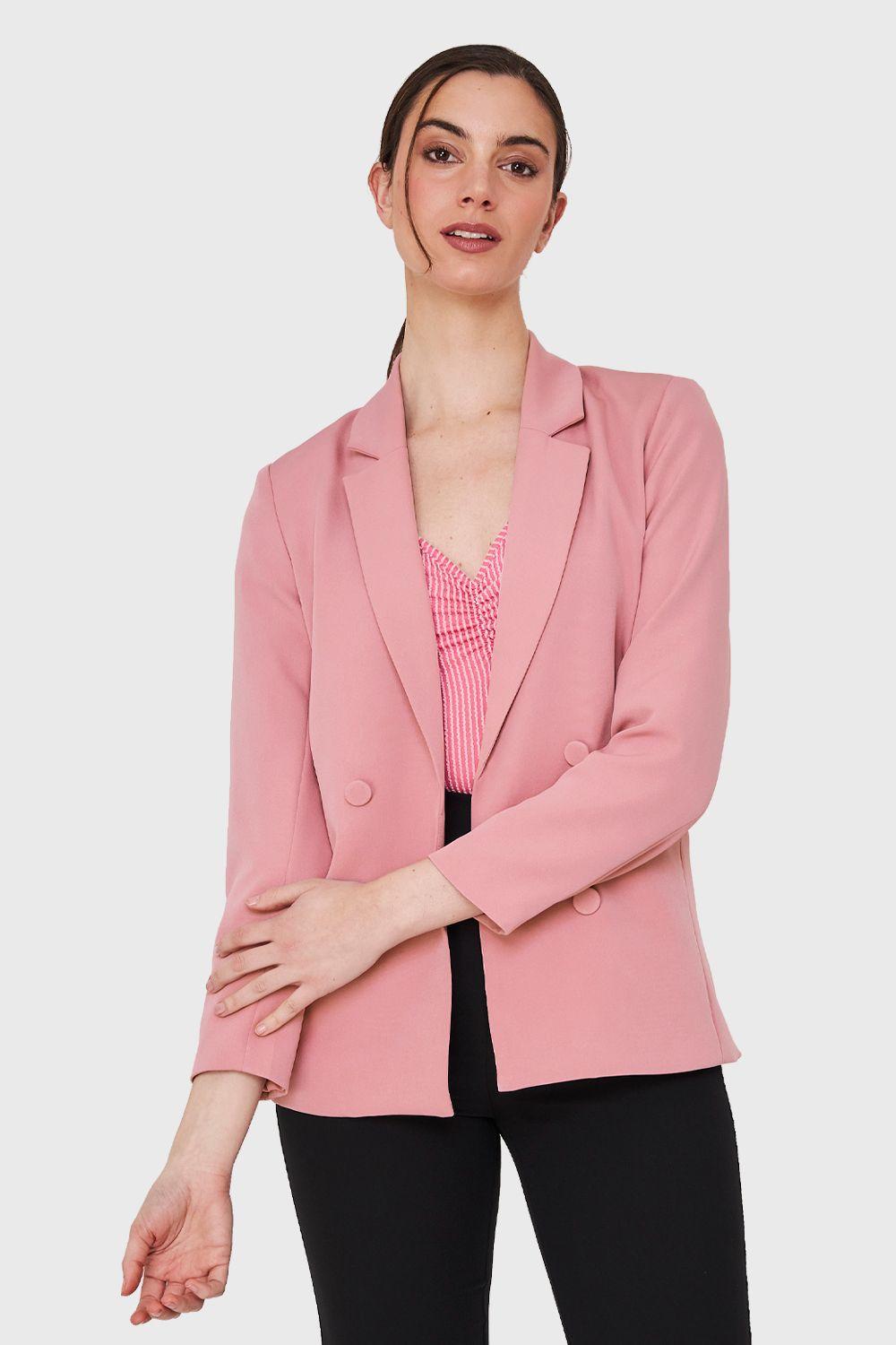 Blazer 4 Botones Decorativos Rosado Nicopoly-0