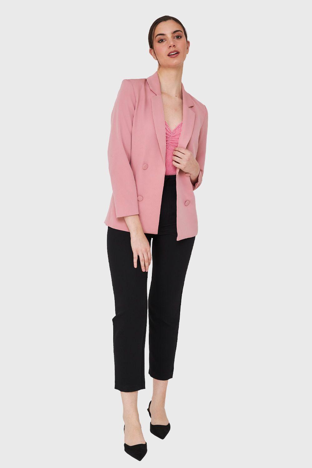 Blazer 4 Botones Decorativos Rosado Nicopoly-1
