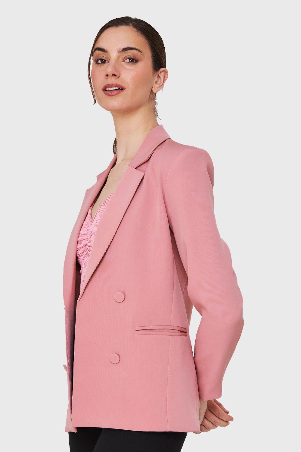 Blazer 4 Botones Decorativos Rosado Nicopoly-2