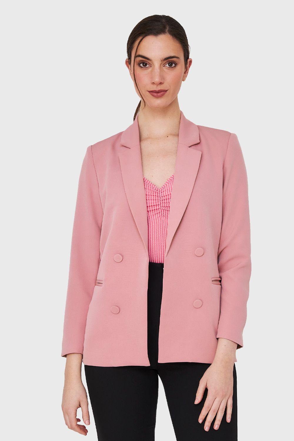 Blazer 4 Botones Decorativos Rosado Nicopoly-4