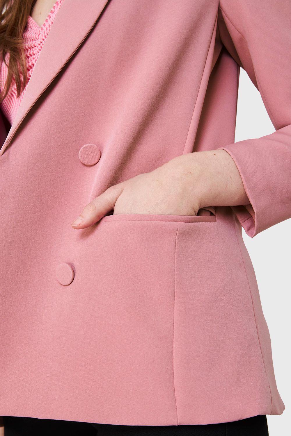 Blazer 4 Botones Decorativos Rosado Nicopoly-5