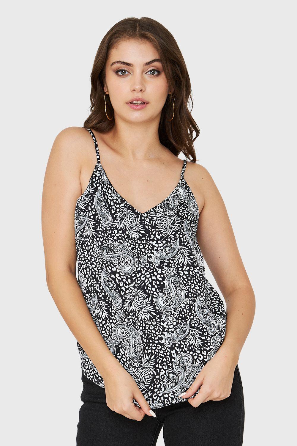 Top Print Paisley Negro Nicopoly-4