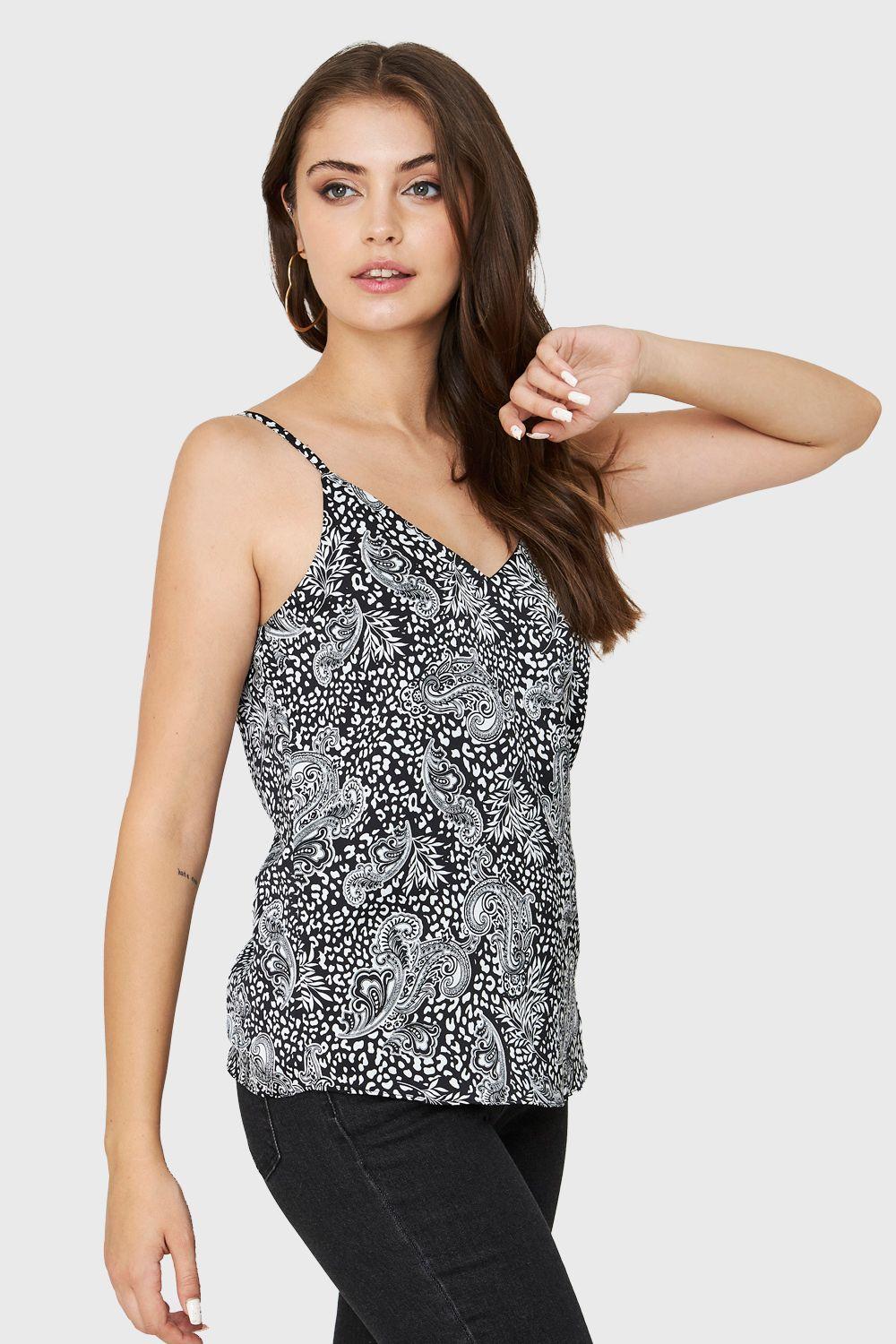 Top Print Paisley Negro Nicopoly-2