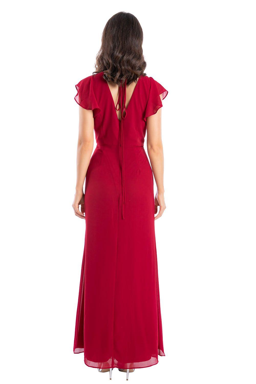 Vestido Fiesta Abertura Pierna Burdeos Nicopoly-2