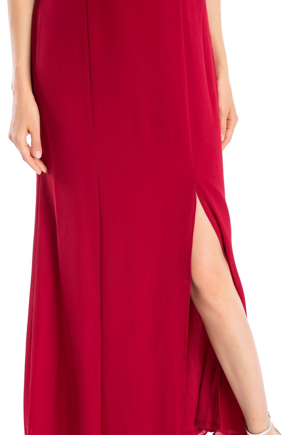 Vestido Fiesta Abertura Pierna Burdeos Nicopoly-3