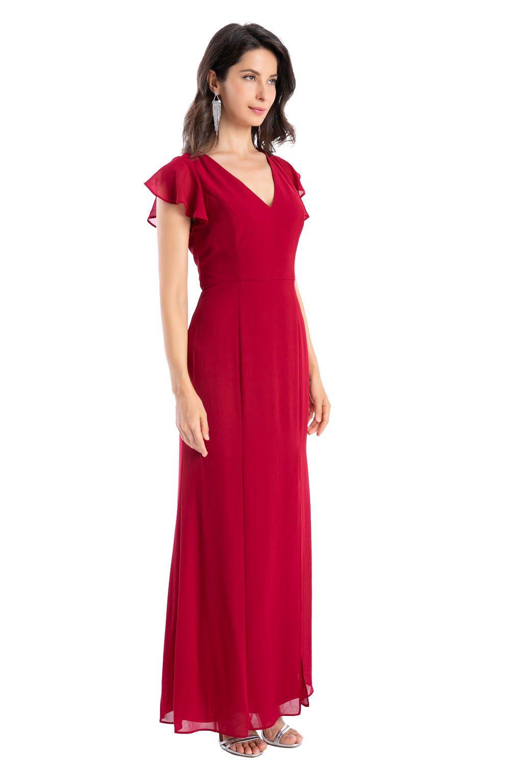 Vestido Fiesta Abertura Pierna Burdeos Nicopoly-1