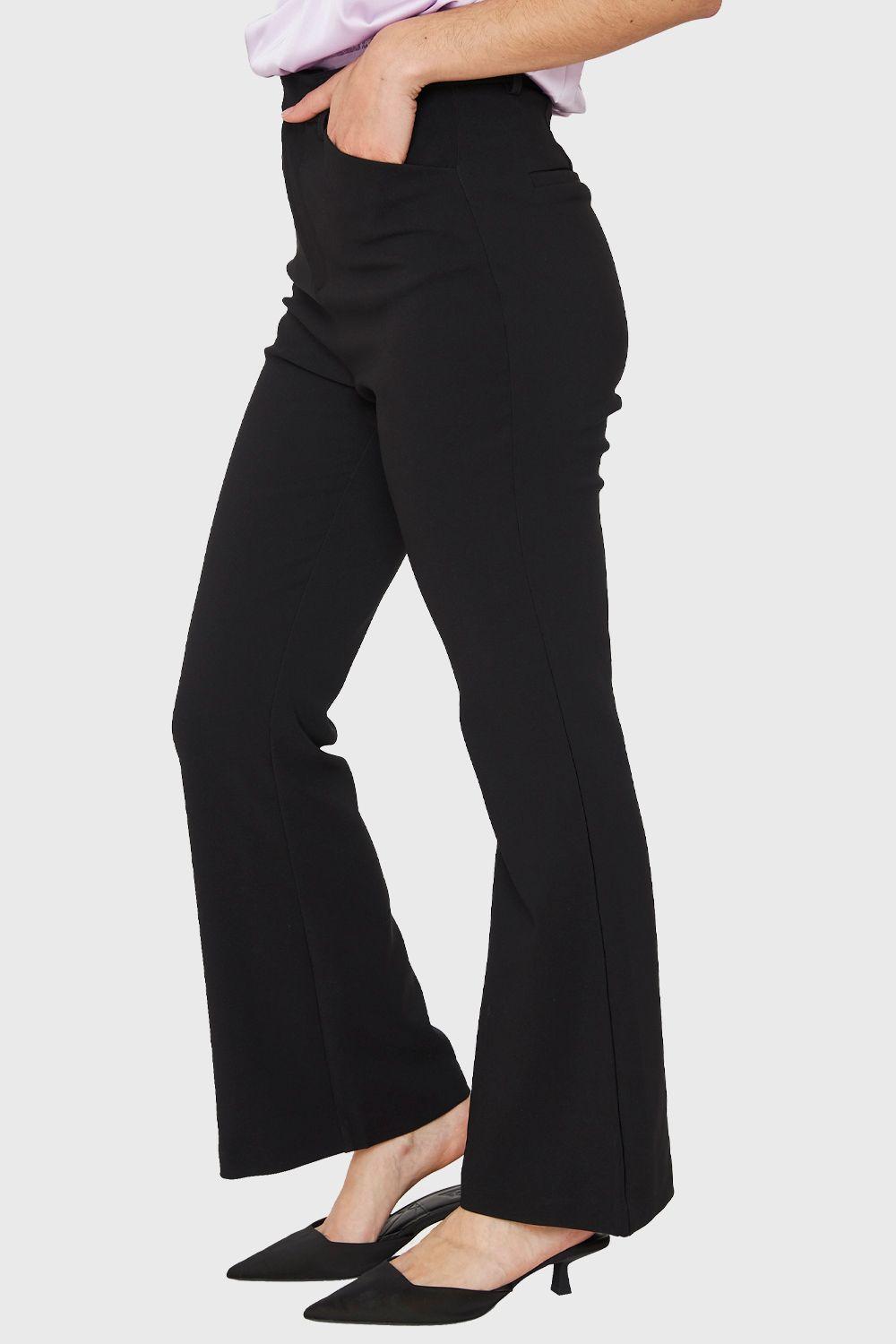Pantalón Flare Elasticado Negro Nicopoly-2