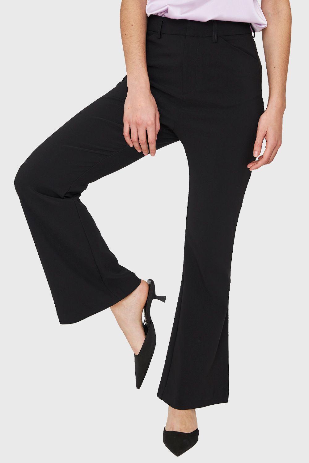 Pantalón Flare Elasticado Negro Nicopoly-0