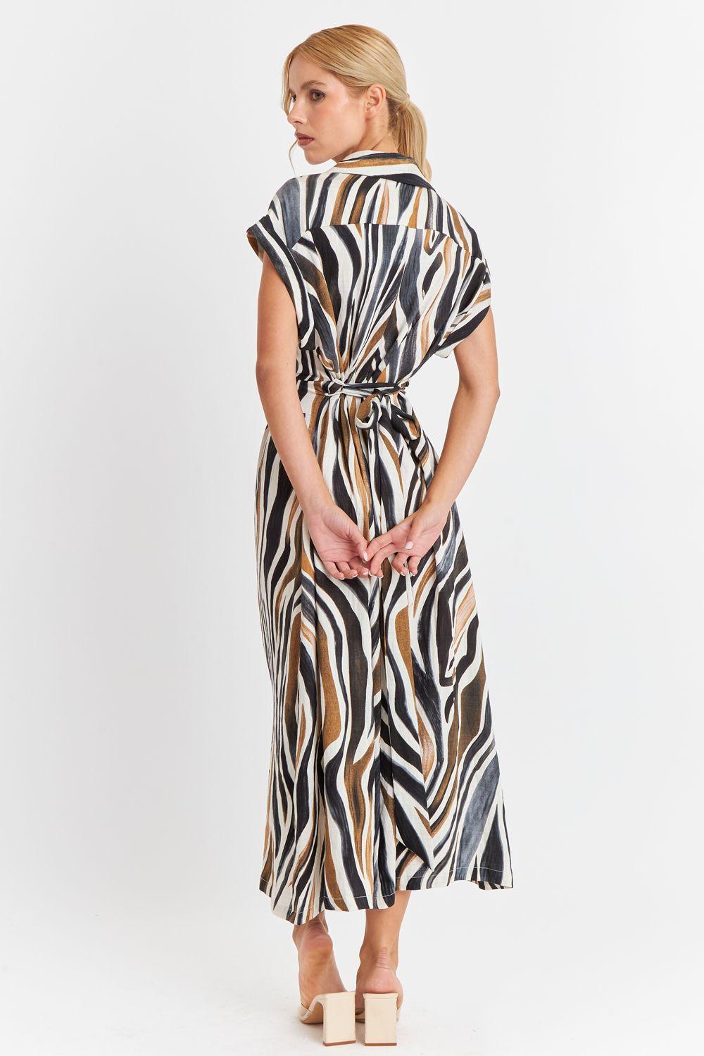 Vestido Camisero Cebra Café Nicopoly-3