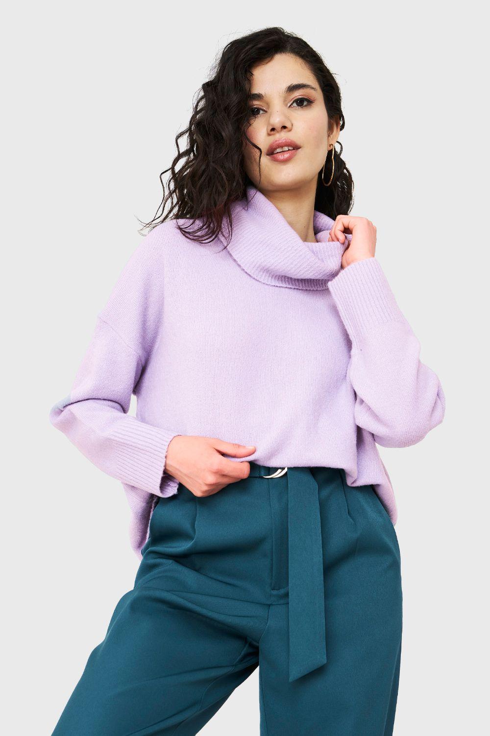 Sweater Cuello Alto Lavanda Nicopoly-4