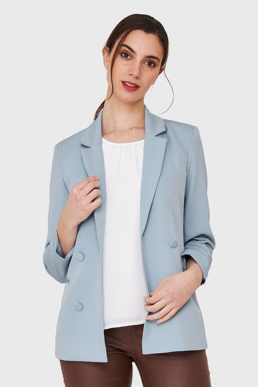 Blazer 4 Botones Decorativos Celeste Nicopoly-0