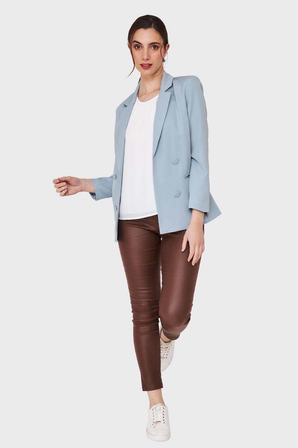 Blazer 4 Botones Decorativos Celeste Nicopoly-1