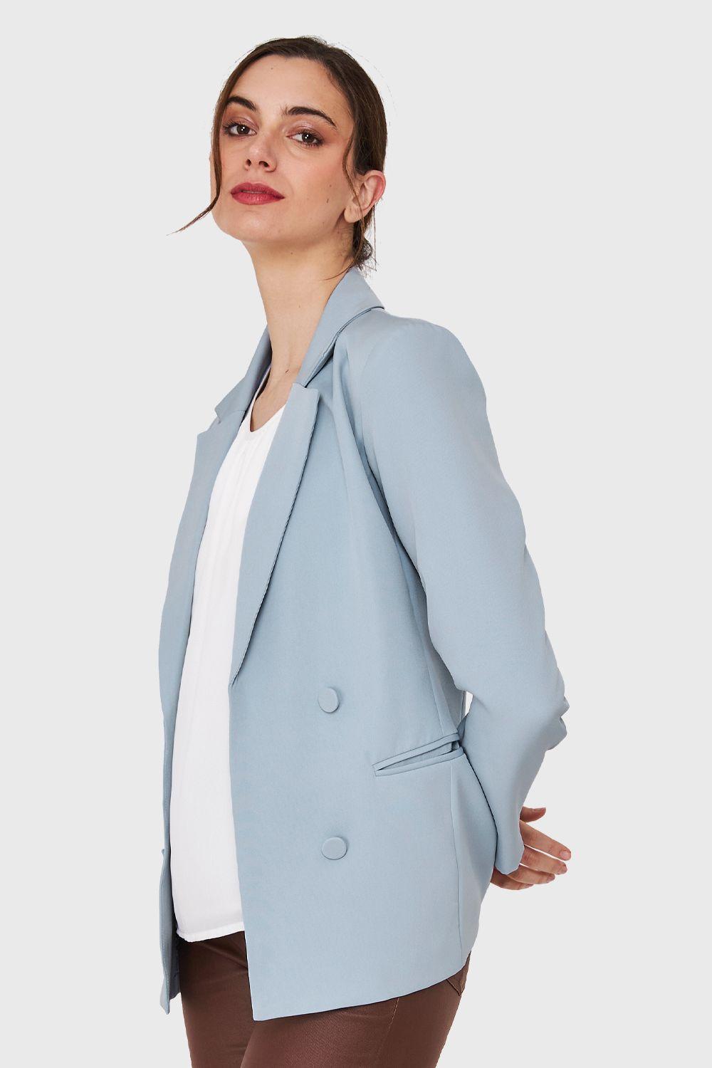Blazer 4 Botones Decorativos Celeste Nicopoly-2