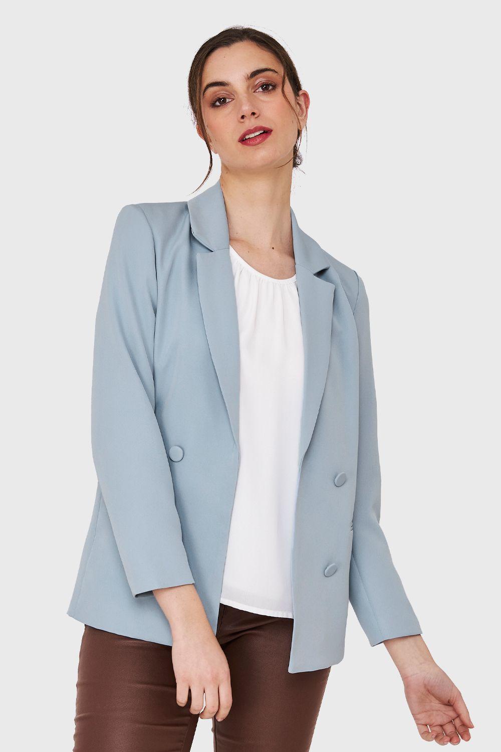 Blazer 4 Botones Decorativos Celeste Nicopoly-4