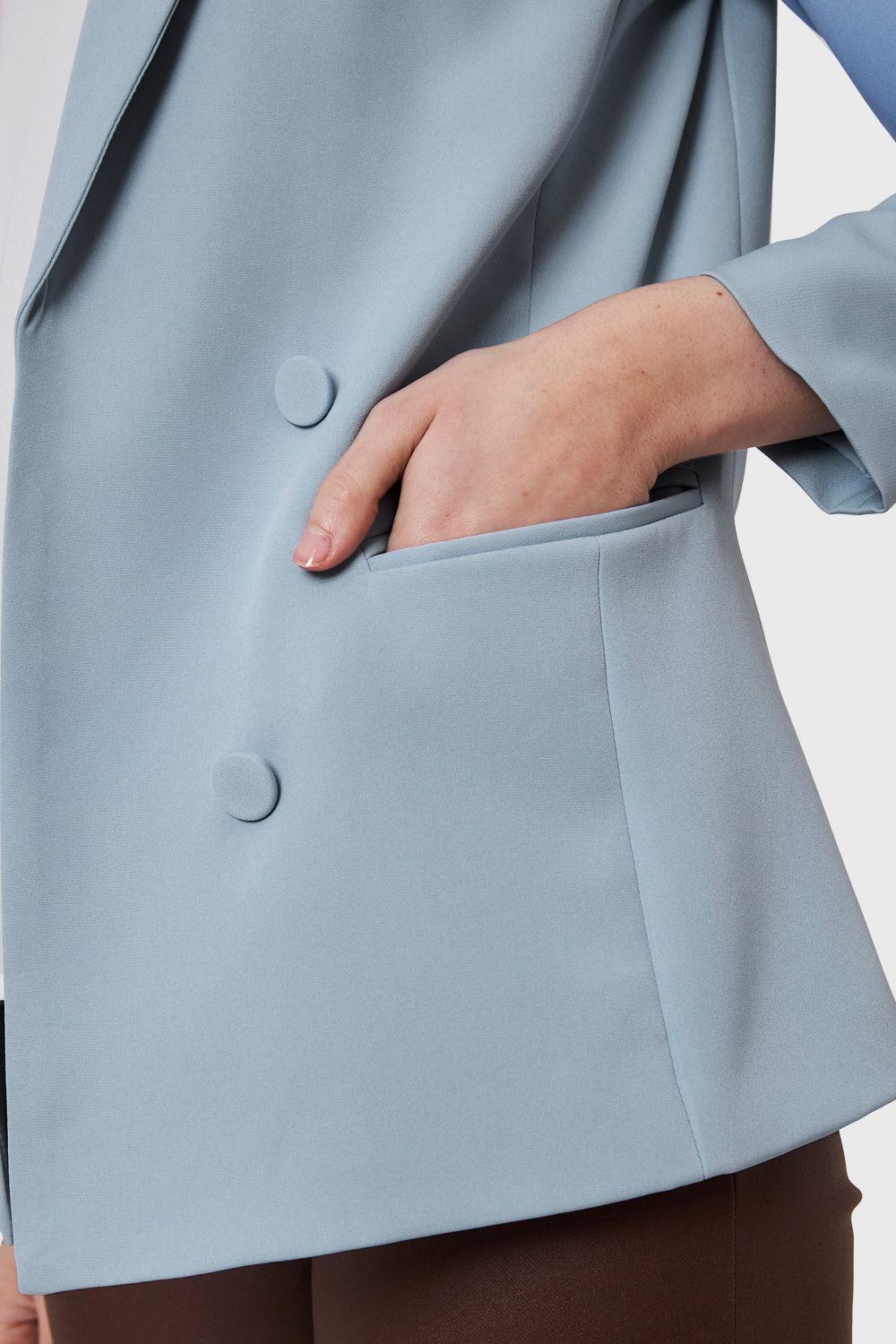 Blazer 4 Botones Decorativos Celeste Nicopoly-5