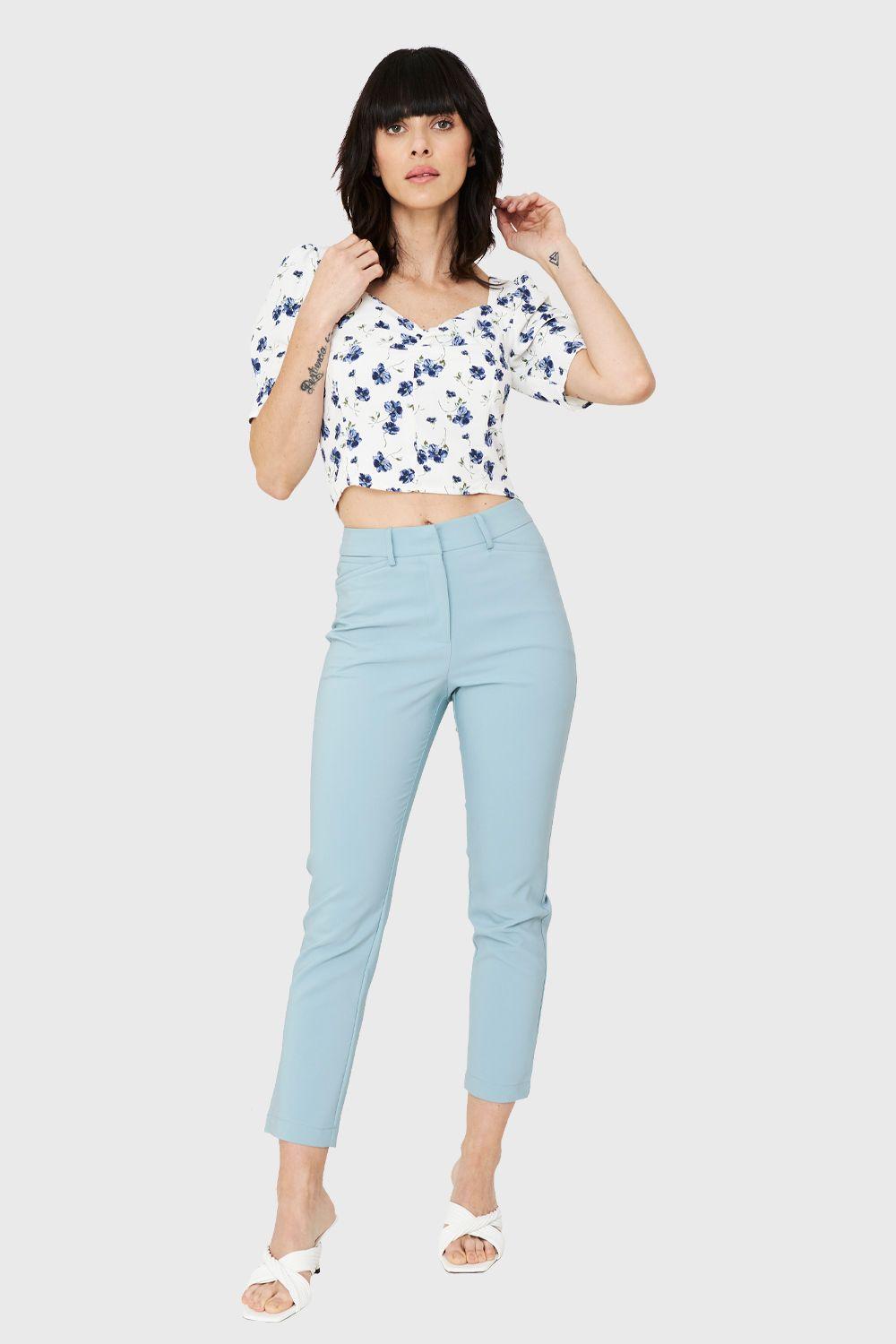 Blusa Crop Floral Lazos Blanco Nicopoly-1