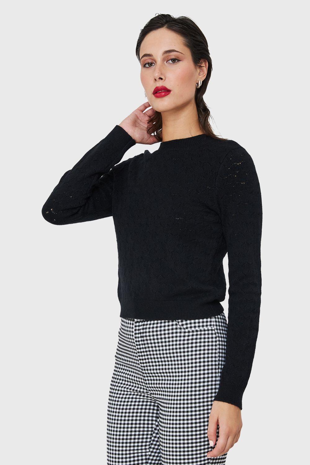 Sweater De Punto Fantasía Negro Nicopoly-2