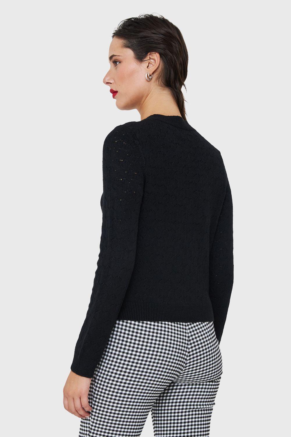 Sweater De Punto Fantasía Negro Nicopoly-3