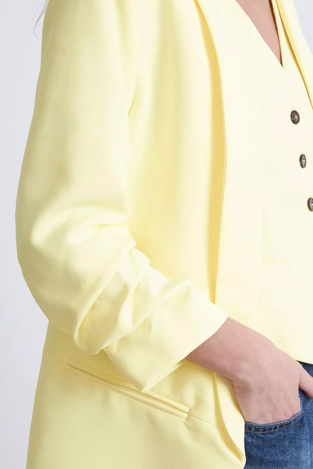 Blazer Manga 3/4 Ajustado con Solapas Amarillo Mantequilla Nicopoly-6