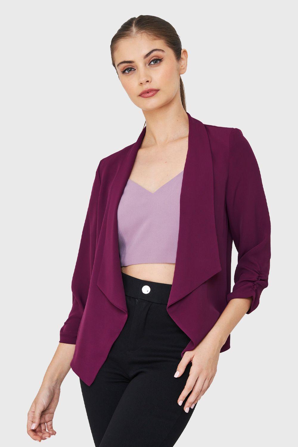 Blazer Mangas 3/4 Solapa Púrpura Nicopoly-0
