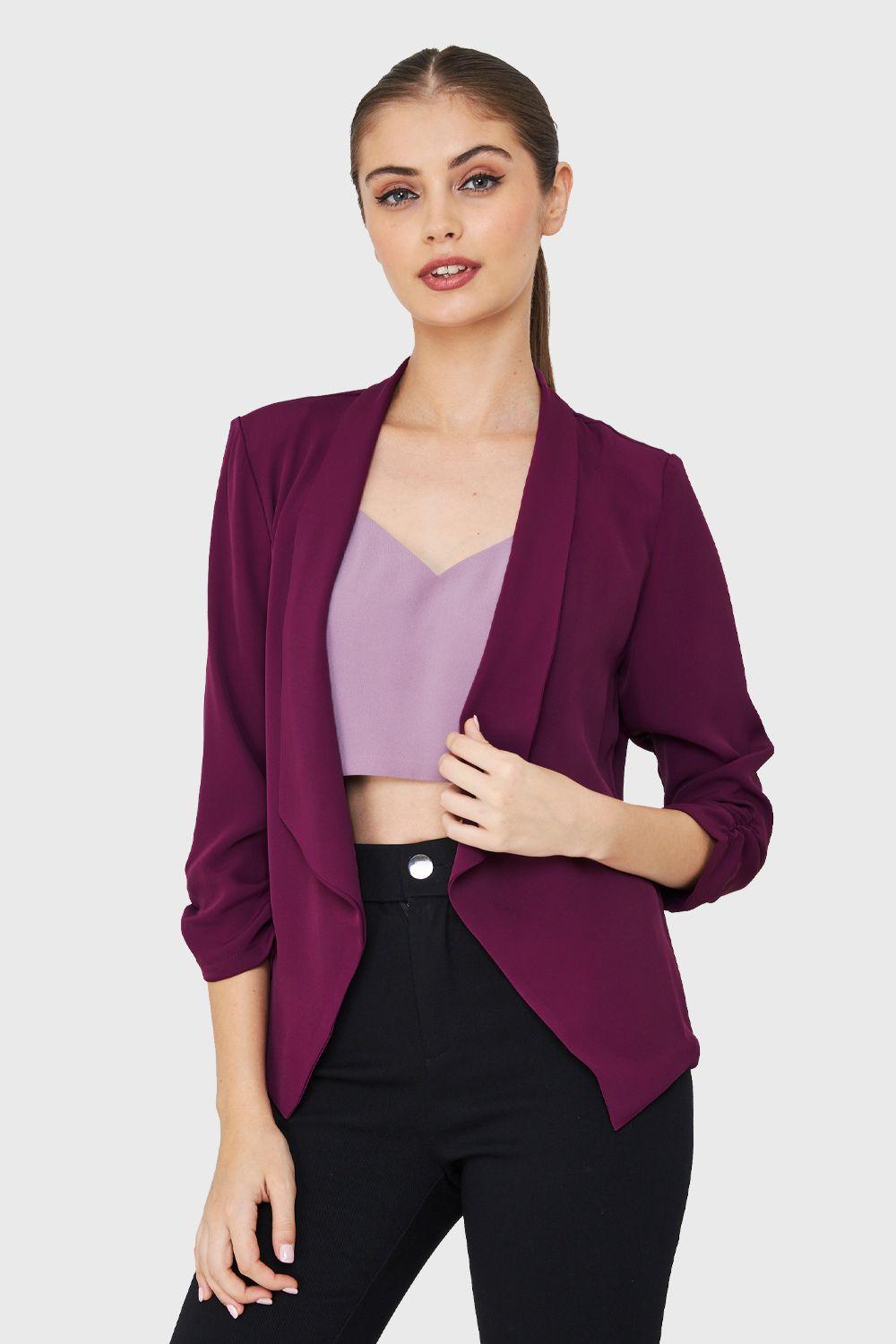 Blazer Mangas 3/4 Solapa Púrpura Nicopoly-4