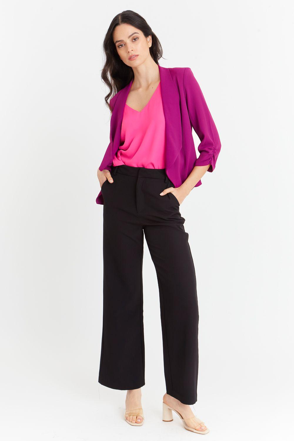 Blazer Entallado Manga Drapeada Morado Nicopoly-1